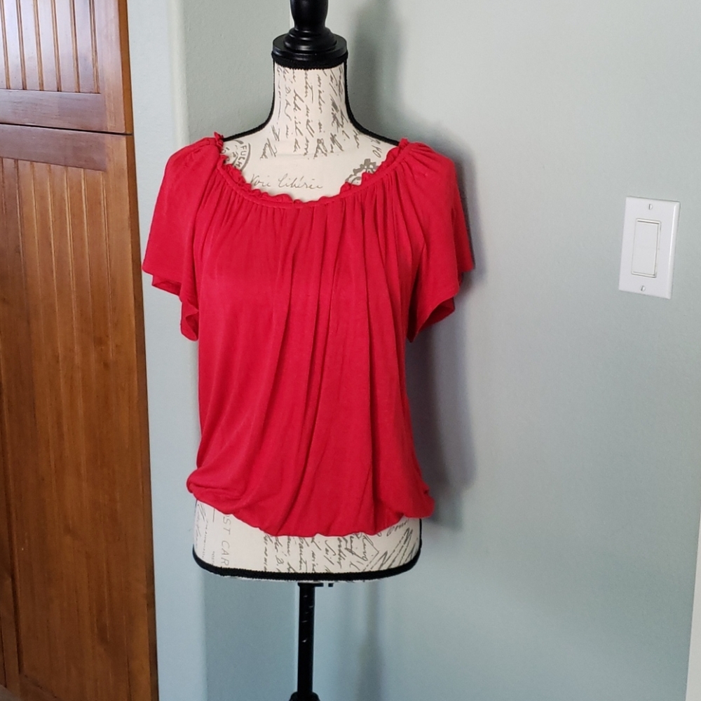 Storm Brand Red Blouse medium off shoulder
